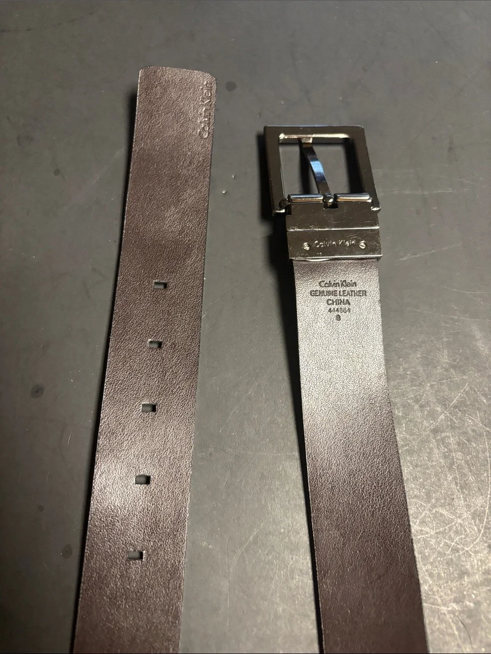 Calvin Klein Black/ Brown Reversible Leather Belt with Silver-Tone Buckle